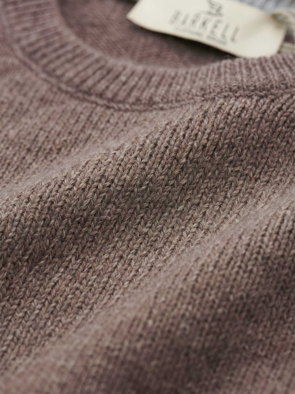 Ocher-colored crew-neck sweater in wool blend with 5% cashmere