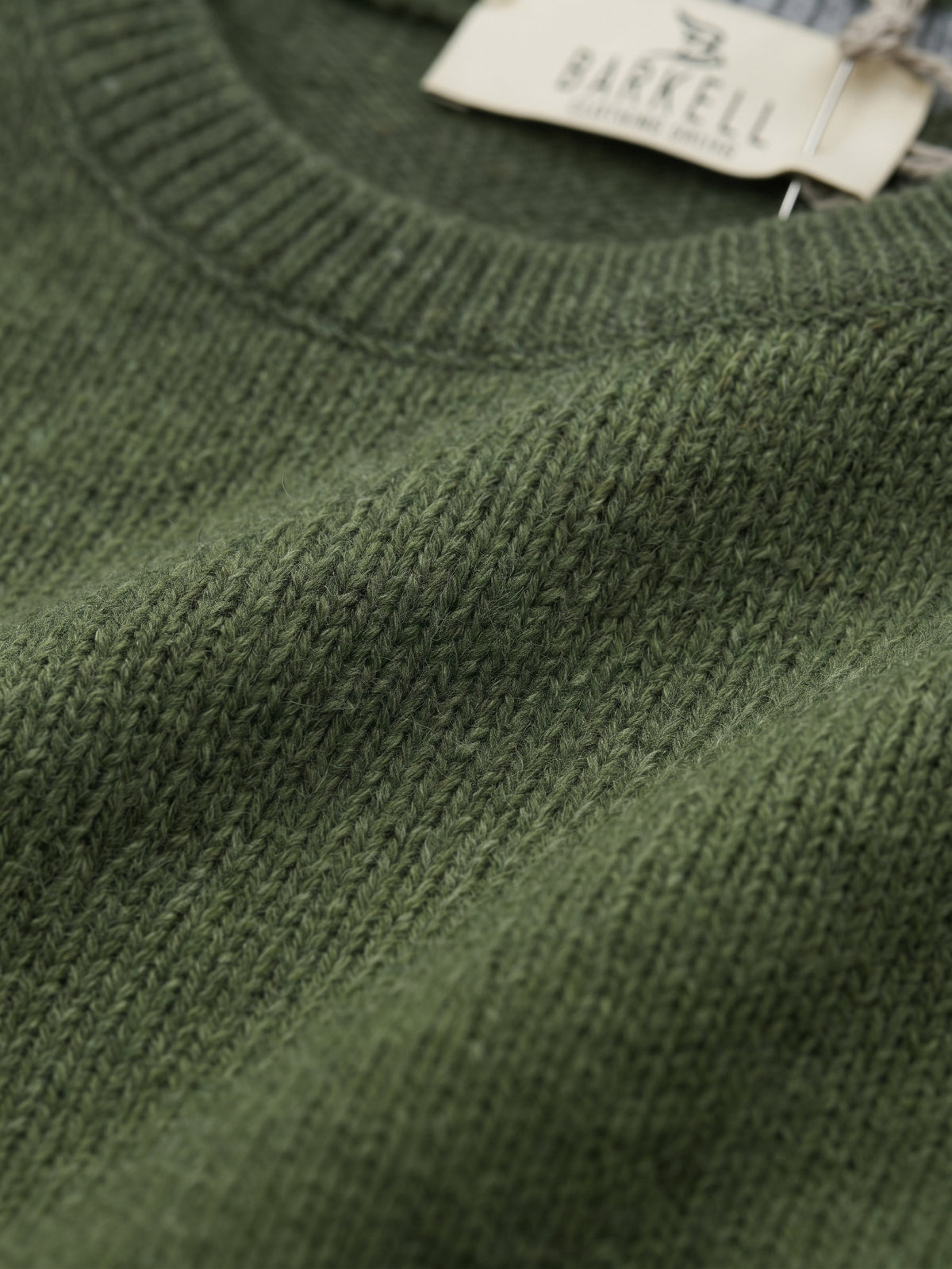 Ocher-colored crew-neck sweater in wool blend with 5% cashmere