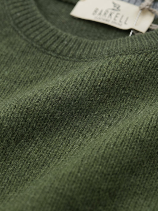Pull col rond ocre en laine mélangée avec 5% cachemire