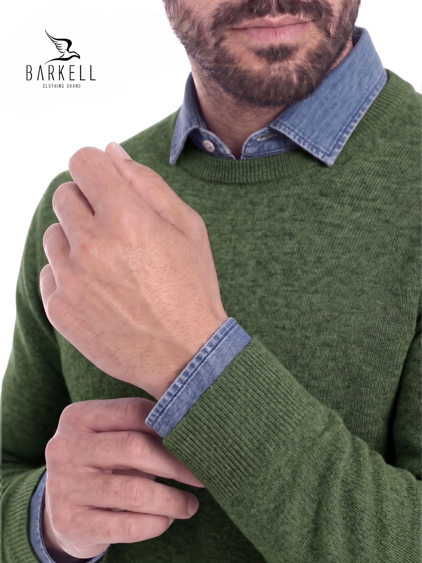 Jersey de cuello redondo en color beige de mezcla de lana con 10% cashmere