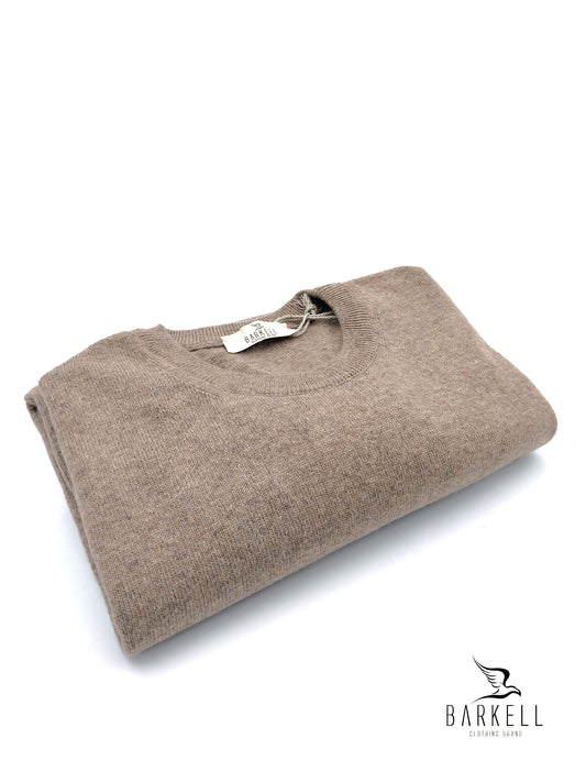 Maglia Girocollo Rasata in Misto Lana con 5% di Cashmere Color Tortora