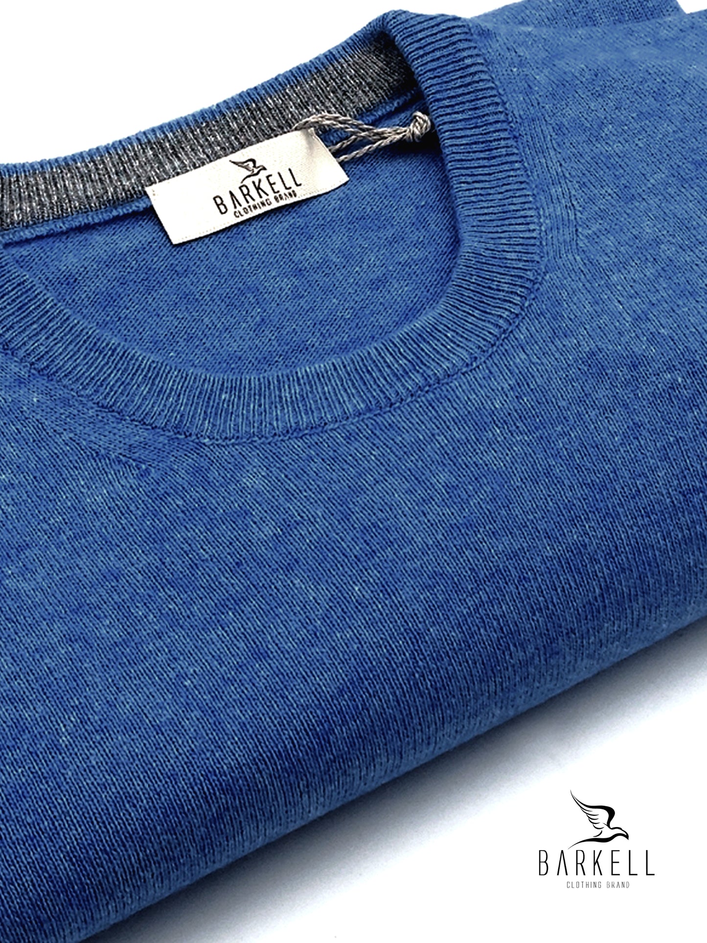 Maglia Girocollo Rasata in Misto Lana con 10% di Cashmere Color Jeans