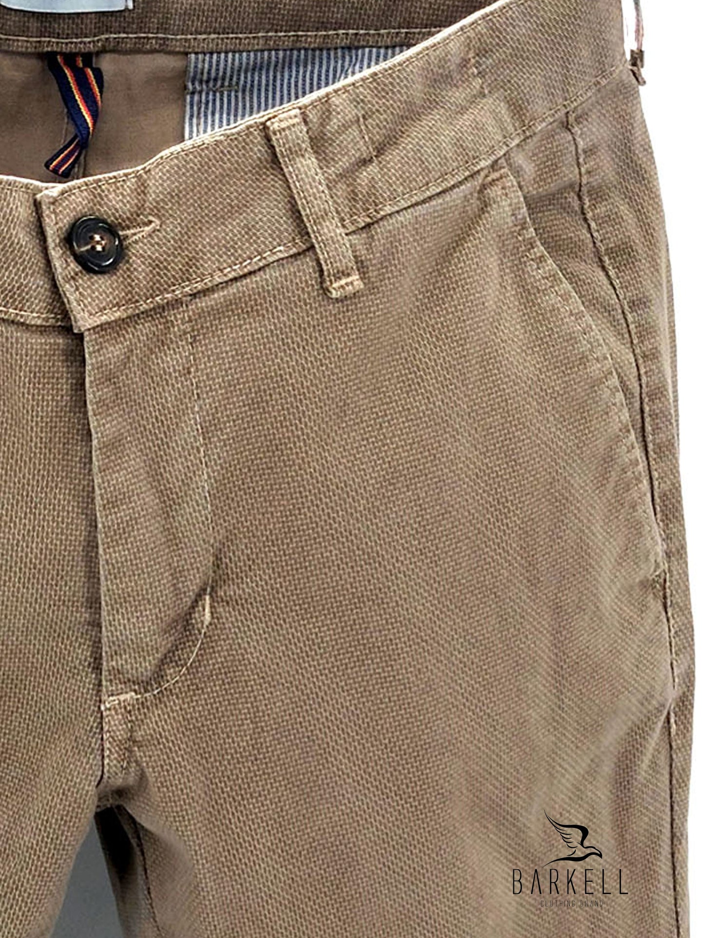 Pantalone Invernale Biscotto Modello Chinos in Cotone Microfantasia Geometrica