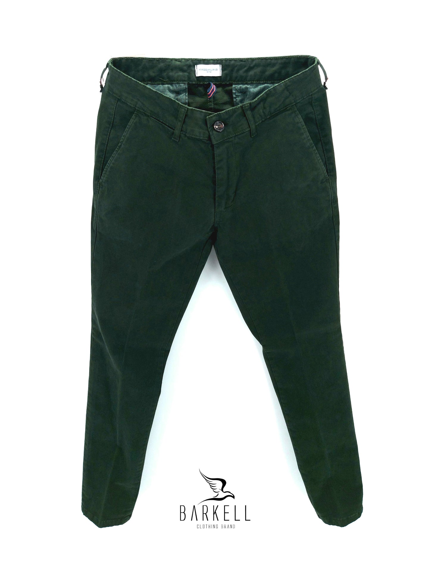Pantalone Invernale Verde Modello Chinos in Cotone Raso