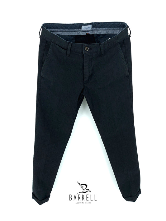 Pantalone Invernale Blu Dark Modello Chinos in Cotone Jeansato