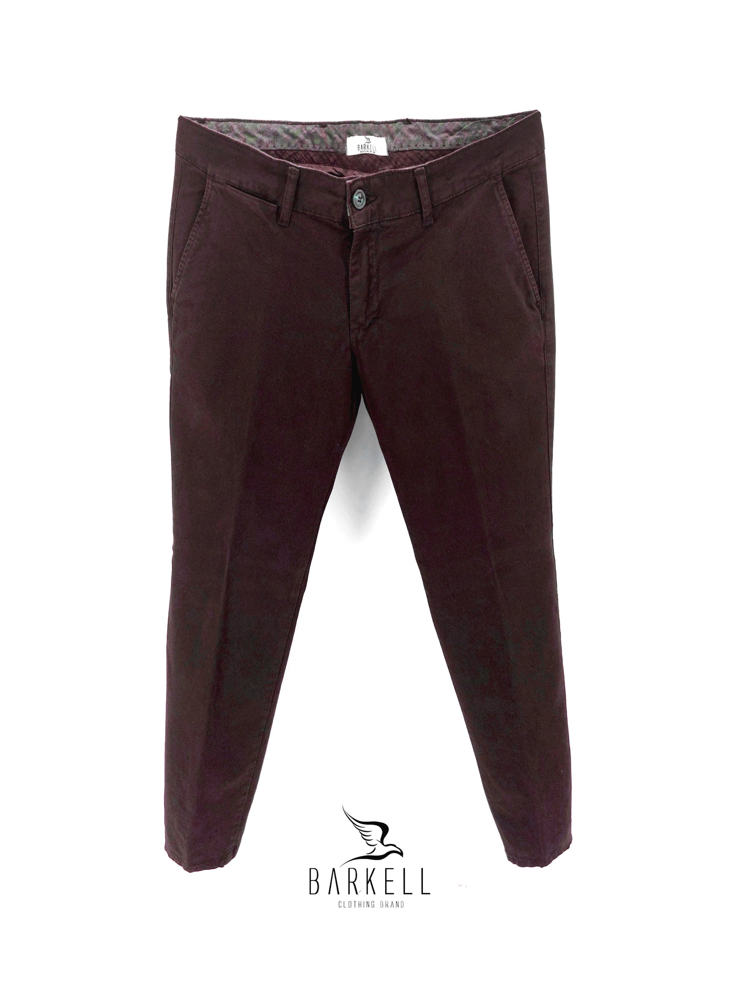 Pantalone Bordò Modello Chinos in Cotone Cannettato Diagonale