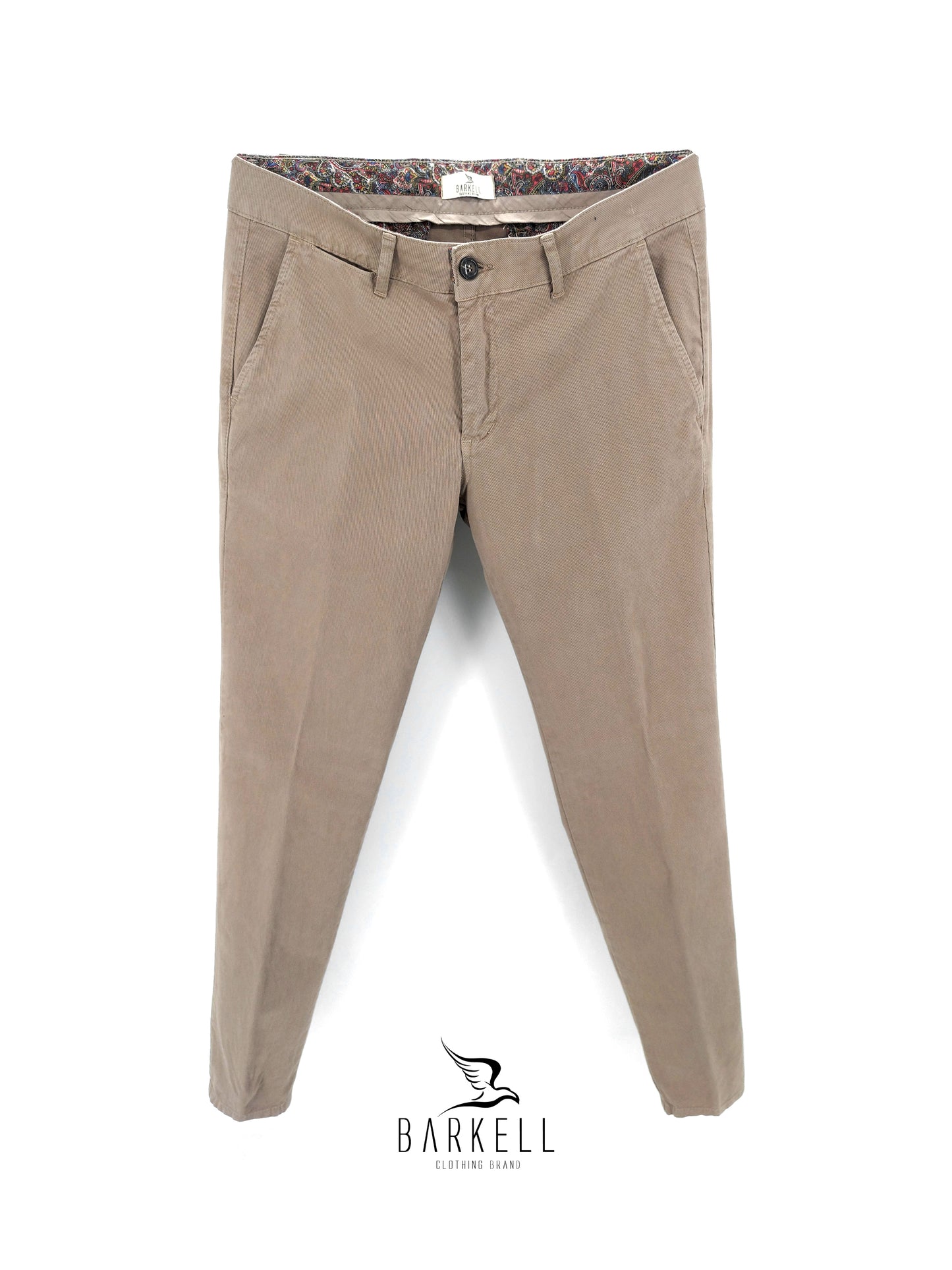 Pantalone Corda Modello Chinos in Cotone Cannettato Diagonale