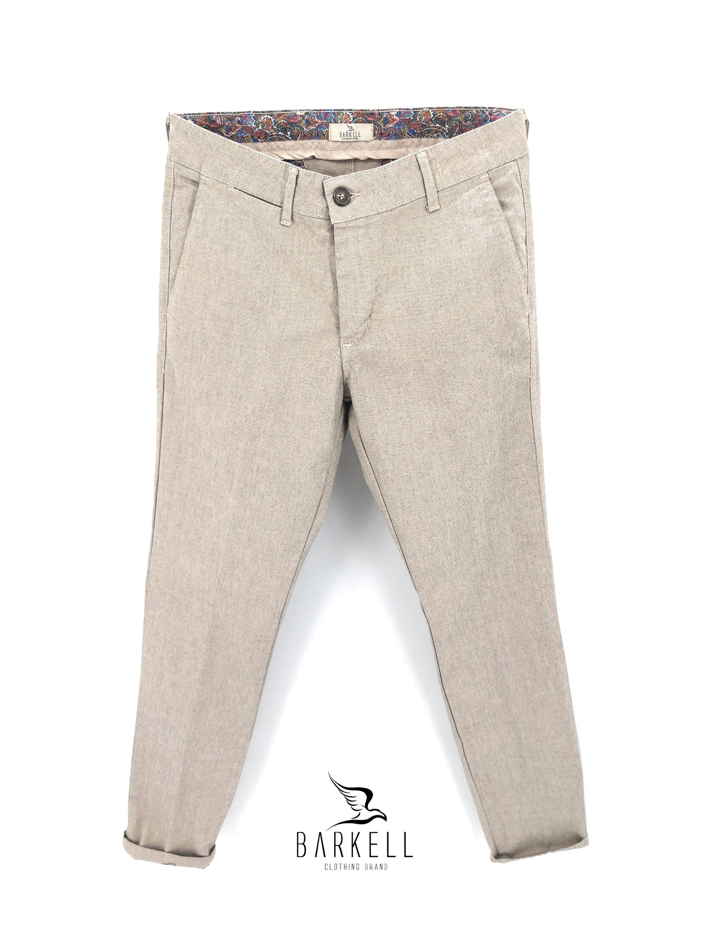 Pantalone Gesso Modello Chinos in Cotone Microfantasia Pernice