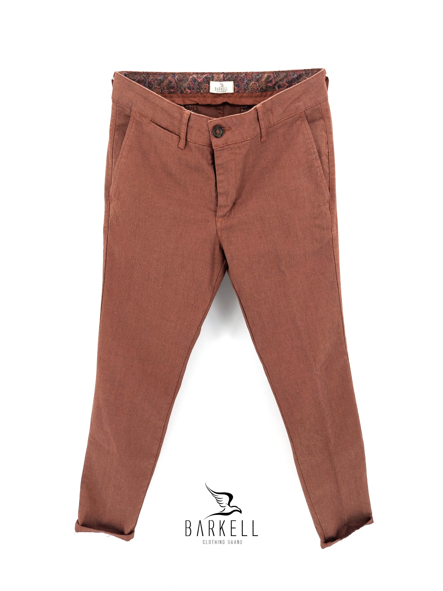 Rust Chinos Trousers in Pernice Micro-pattern Cotton