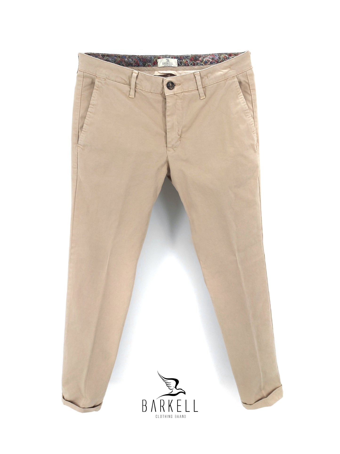 Pantalone Beige Modello Chinos in Cotone Raso