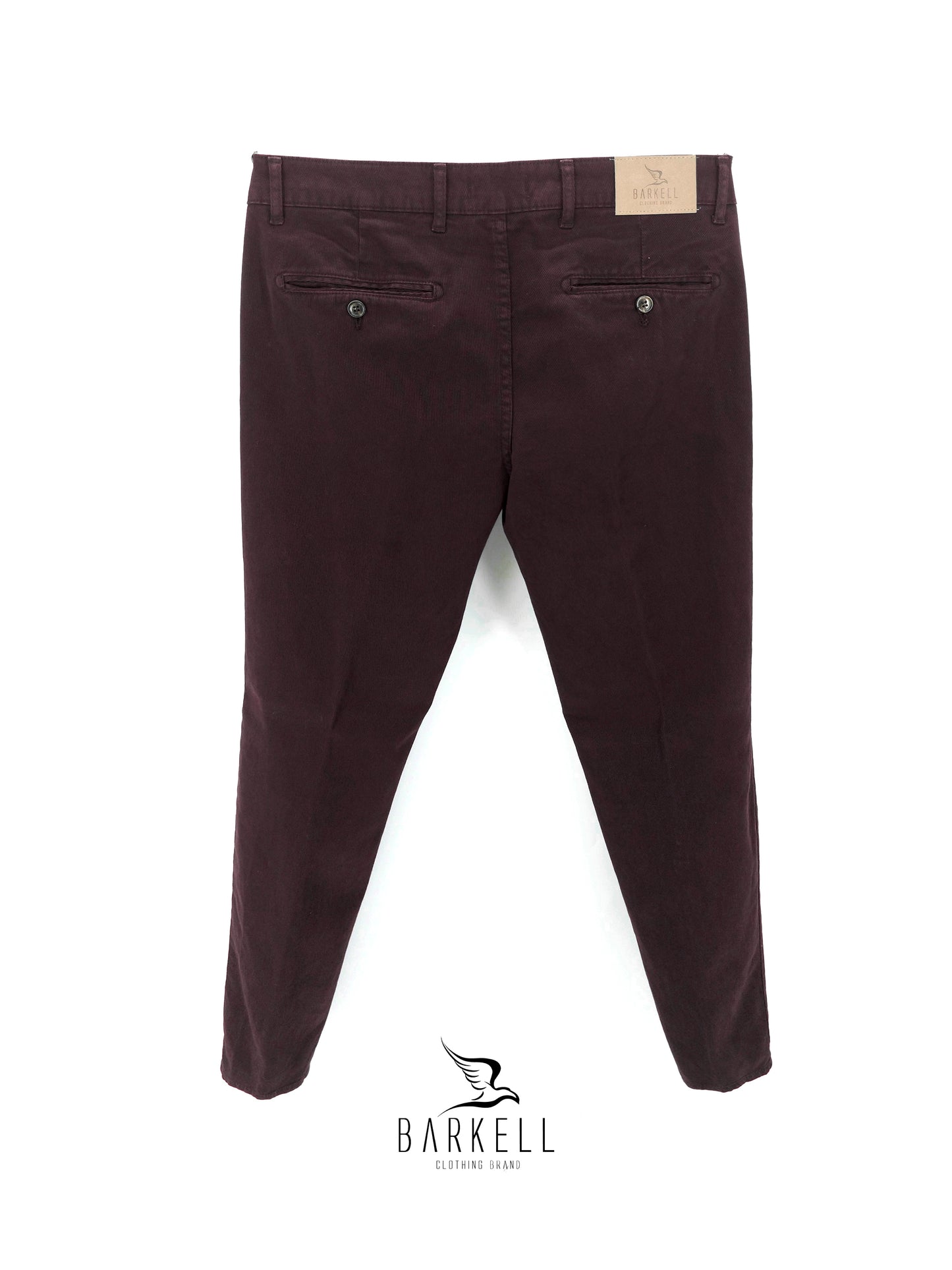 Pantalone Bordò Modello Chinos in Cotone Cannettato Diagonale