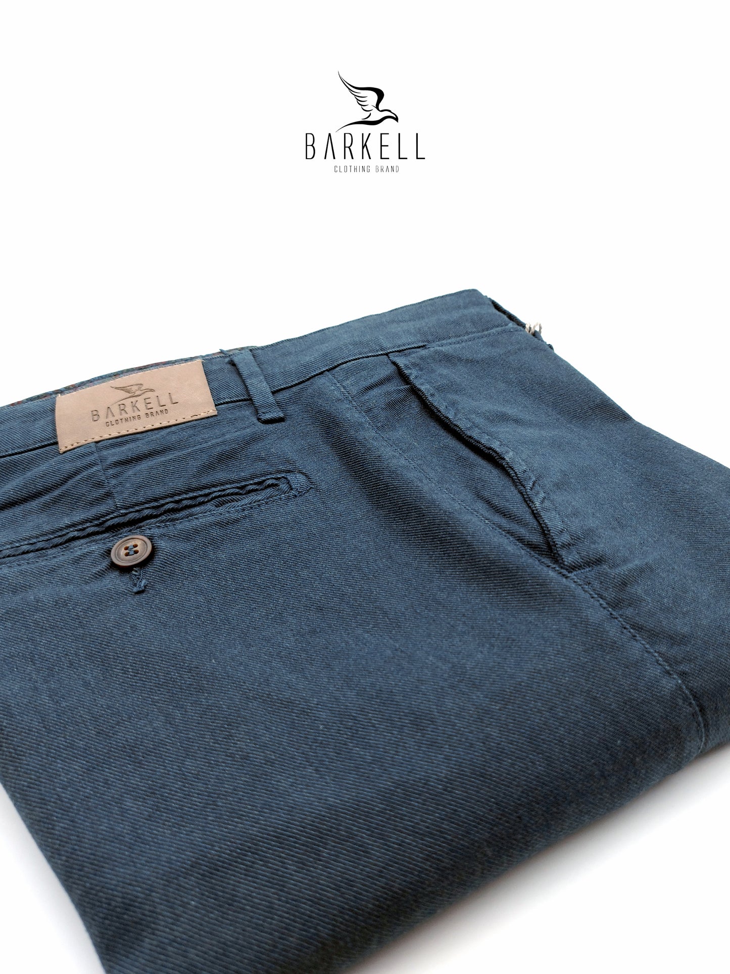 Pantalone Blu Petrolio Modello Chinos in Cotone Fantasia Diagonale