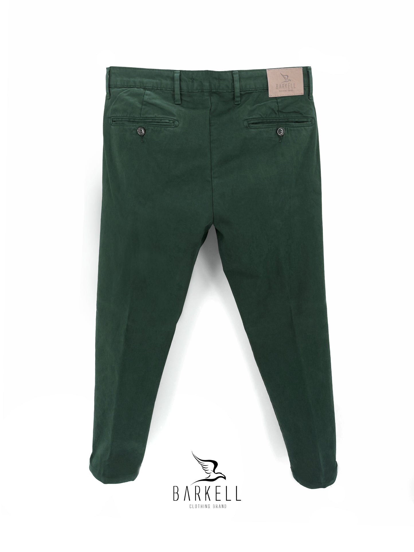 Pantalone Verde Bottiglia Modello Chinos in Cotone Gabardina