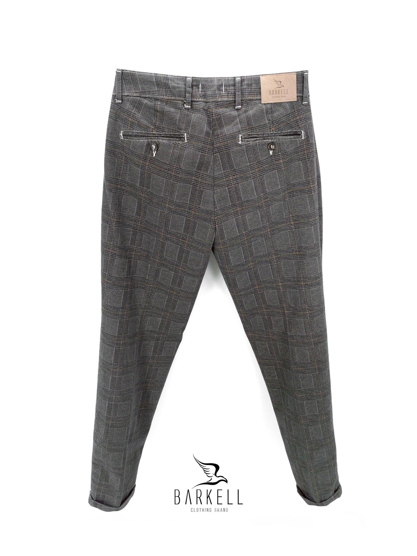 Pantalone Grigio Ghiaccio Modello Chinos in Cotone Principe Di Galles