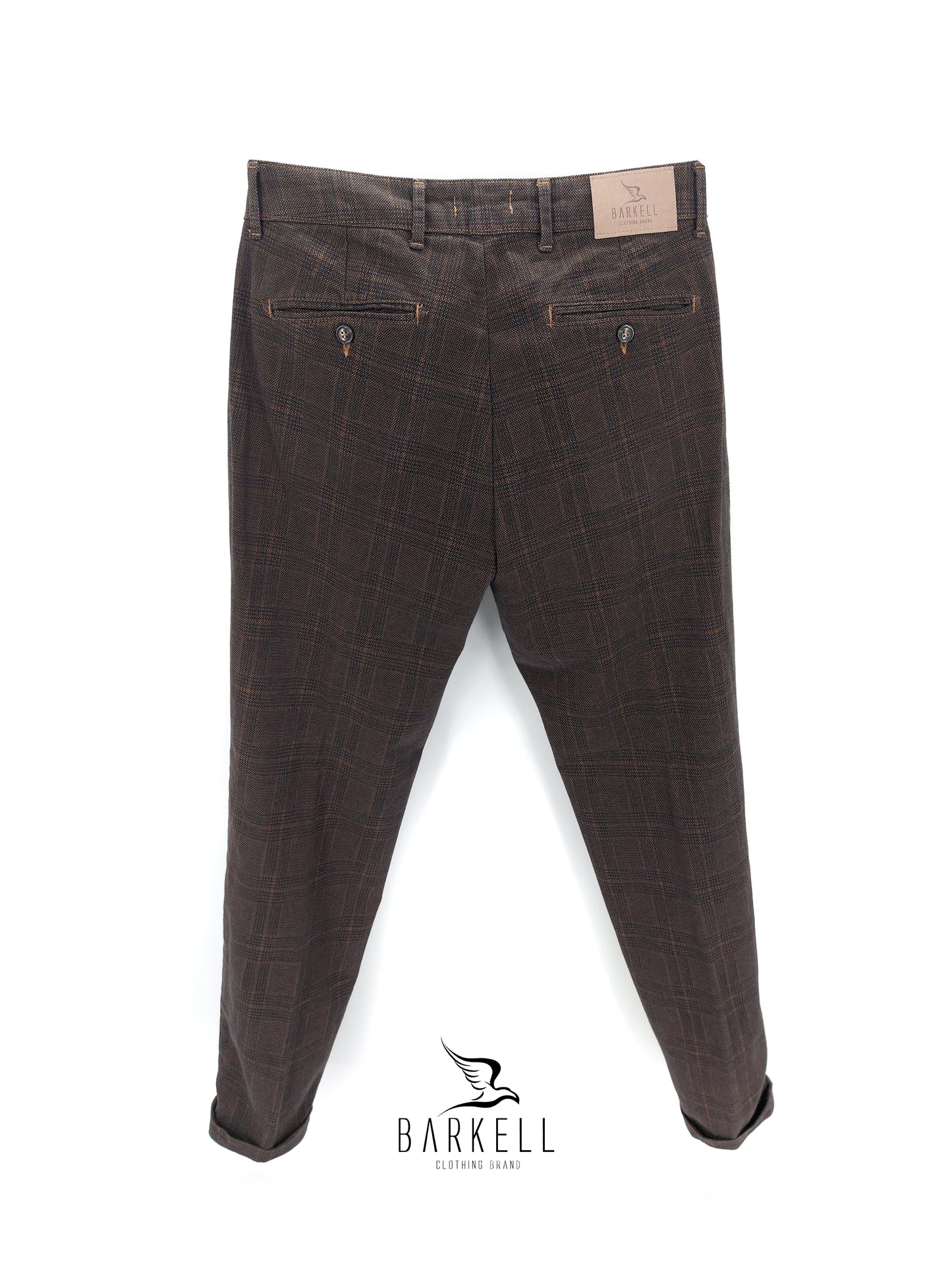 Pantalone Cammello Modello Chinos in Cotone Principe Di Galles