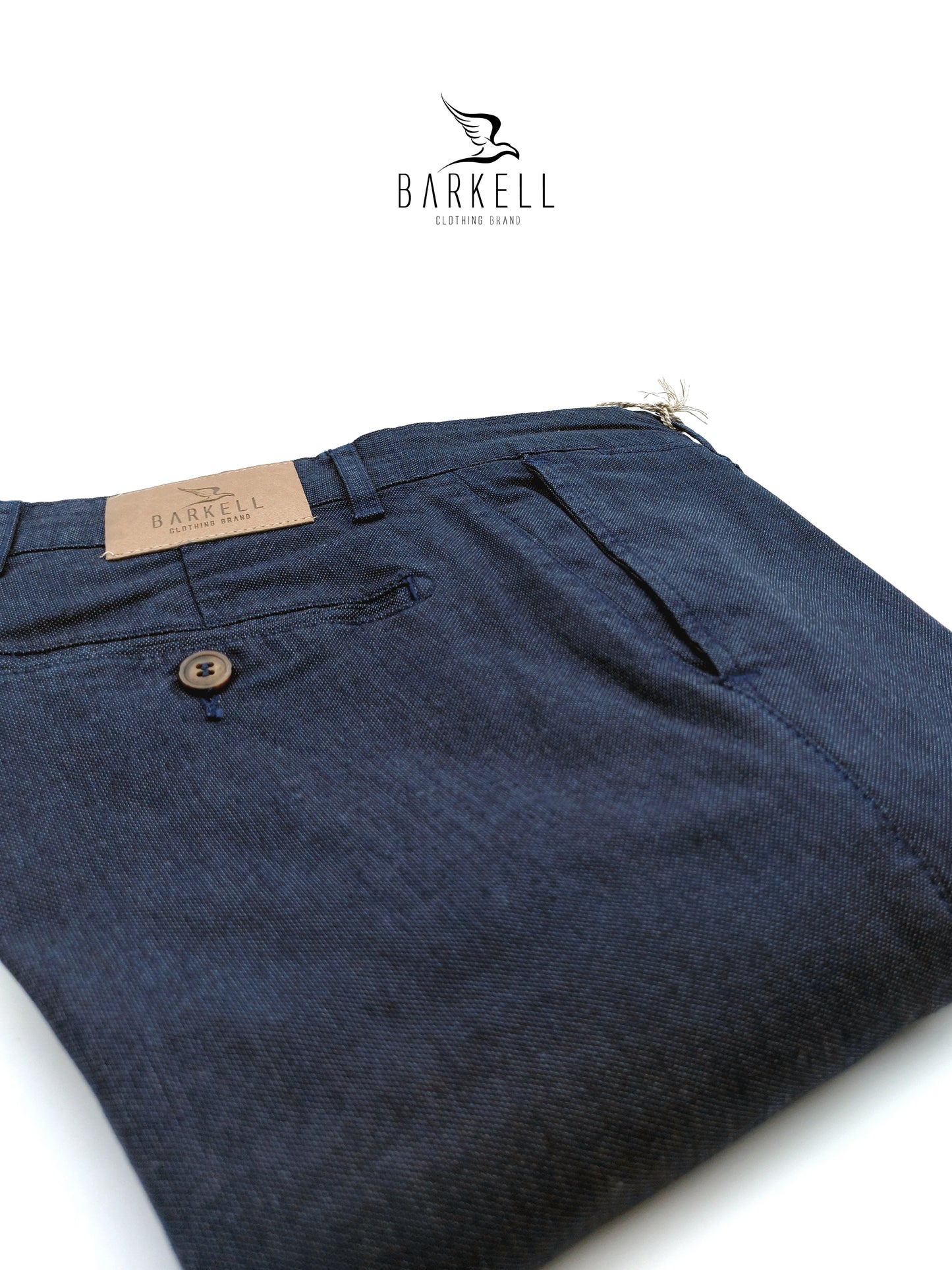 Pantalone Indaco Modello Chinos in Cotone Microfantasia Pernice