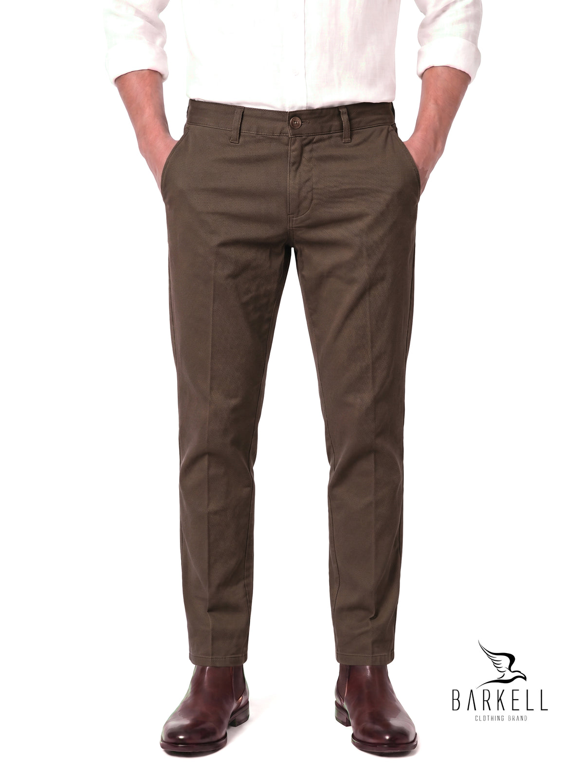 Pantalon Modèle Chino Beige en Gabardine de Coton