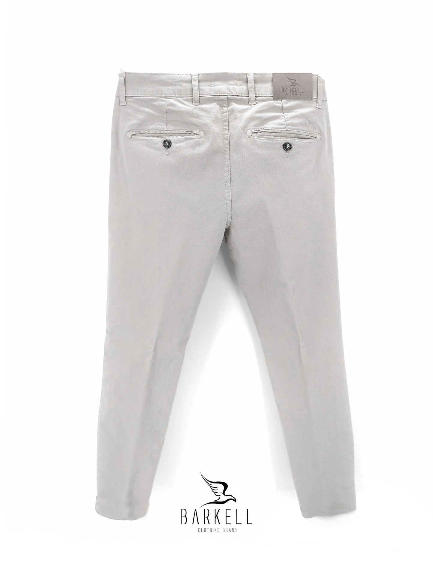 Pantalone Grigio Ghiaccio Modello Chinos in Cotone Piquet