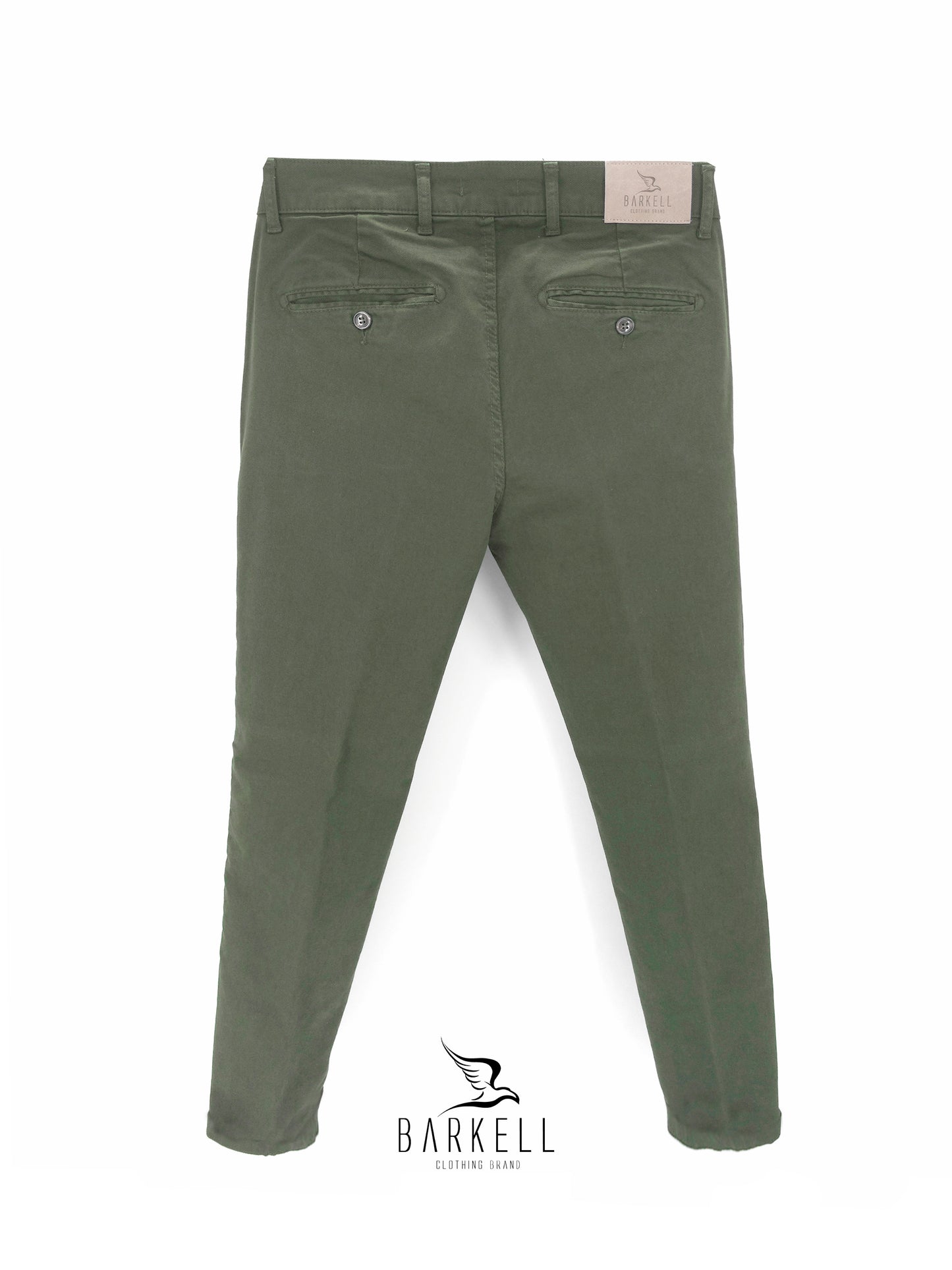 Pantalone Verde Militare Modello Chinos in Cotone Piquet