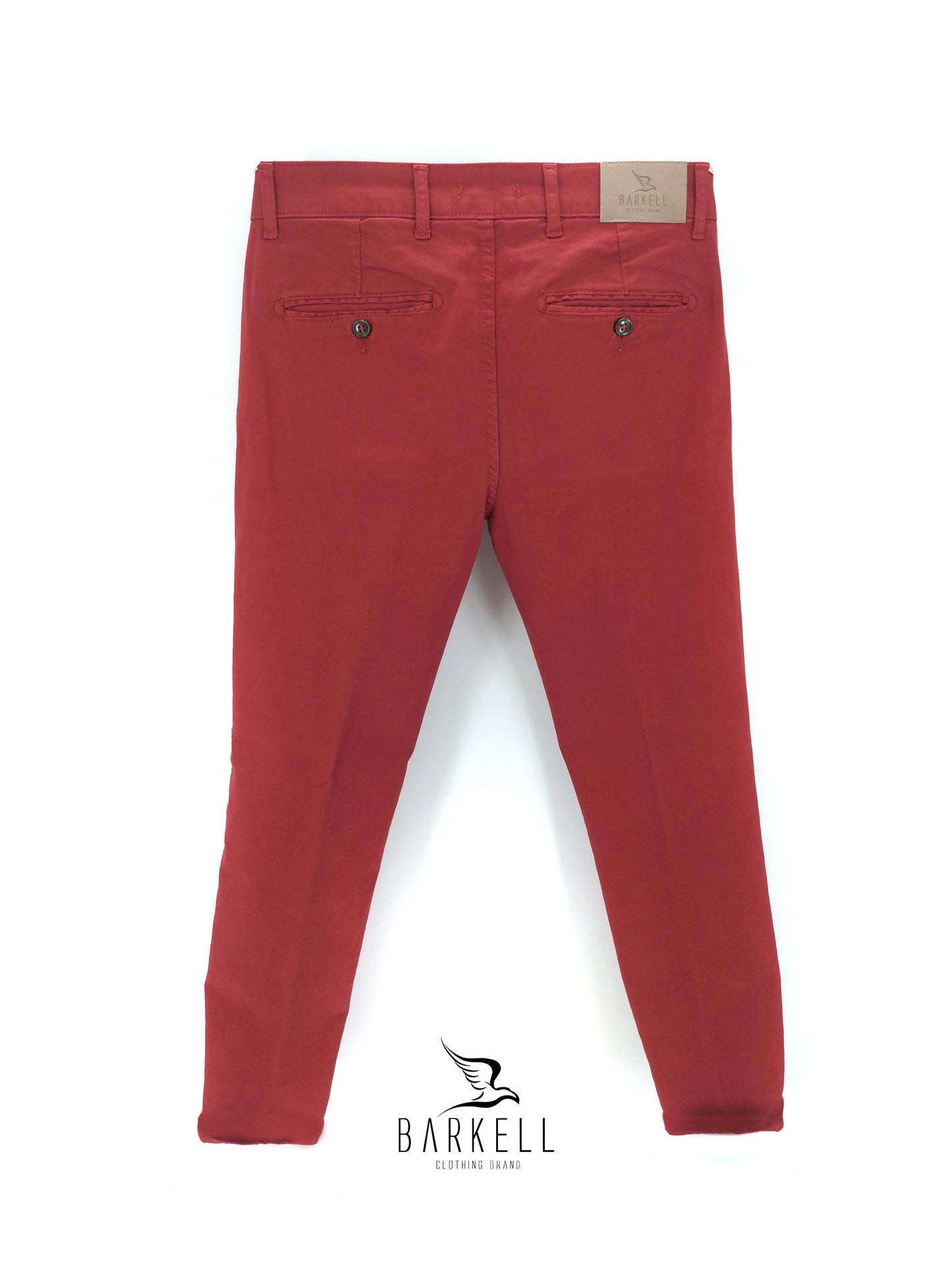 Pantalone Rosso Carminio Modello Chinos in Cotone Piquet