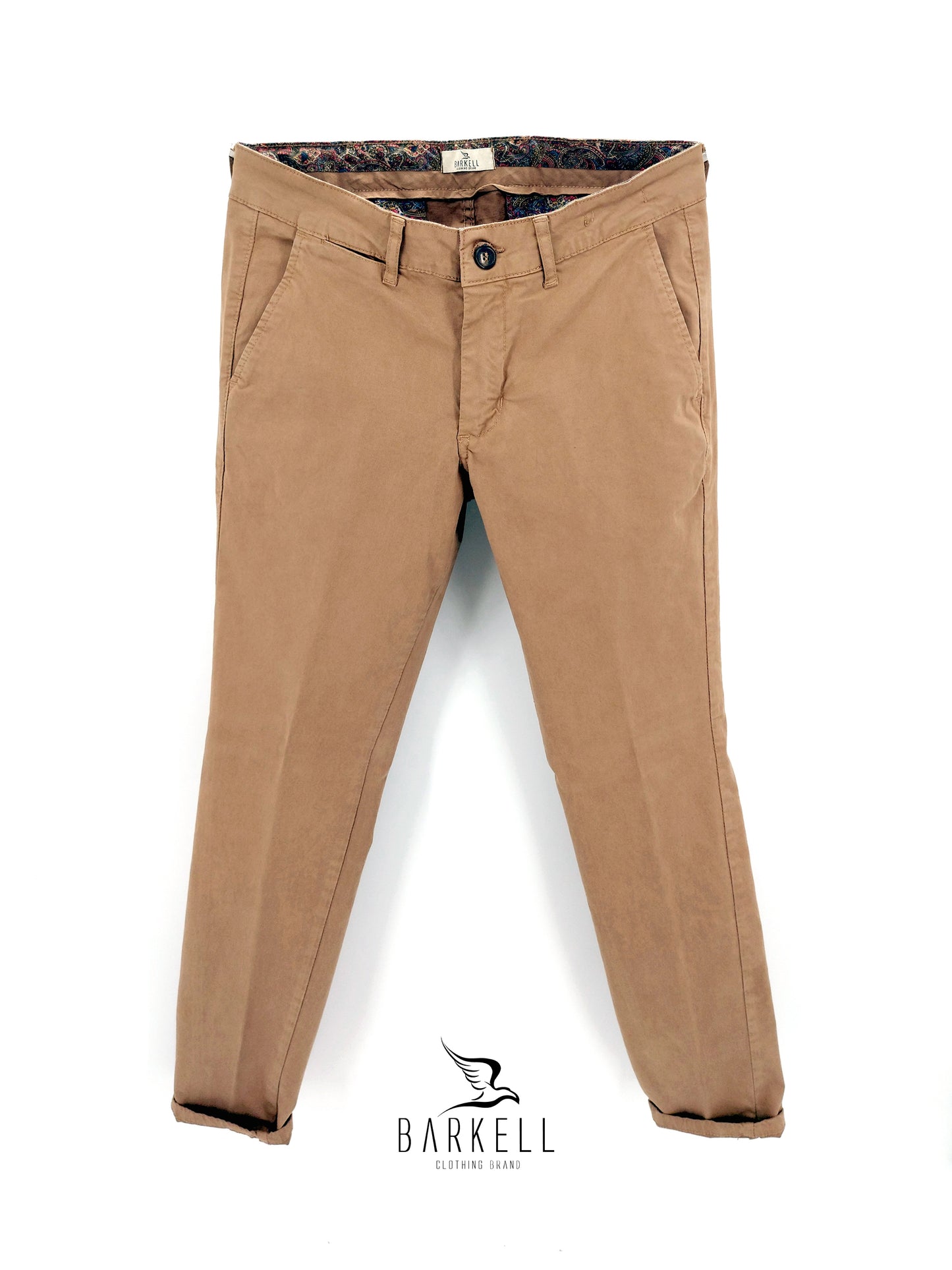 Pantalone Biscotto Modello Chinos in Cotone Raso