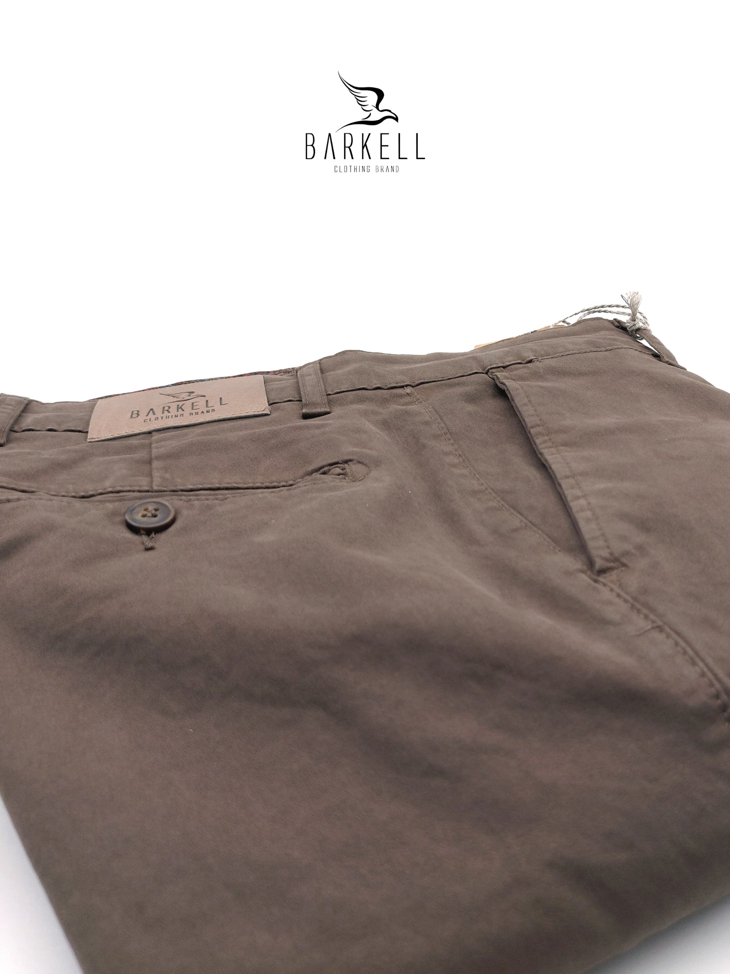 Pantalone Fango Modello Chinos in Cotone Raso