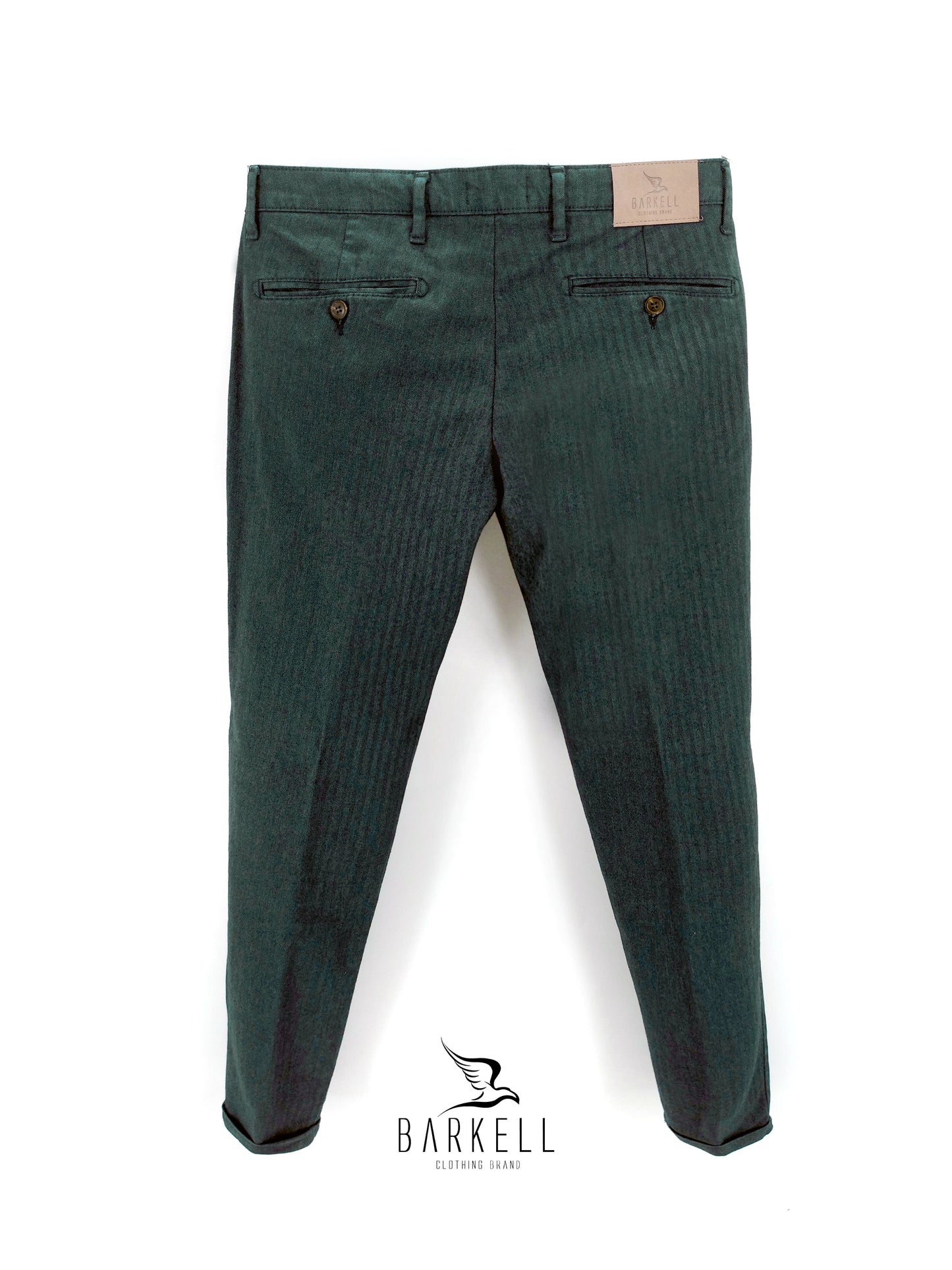 Pantalone Verdone Modello Chinos in Misto Cotone Spigato