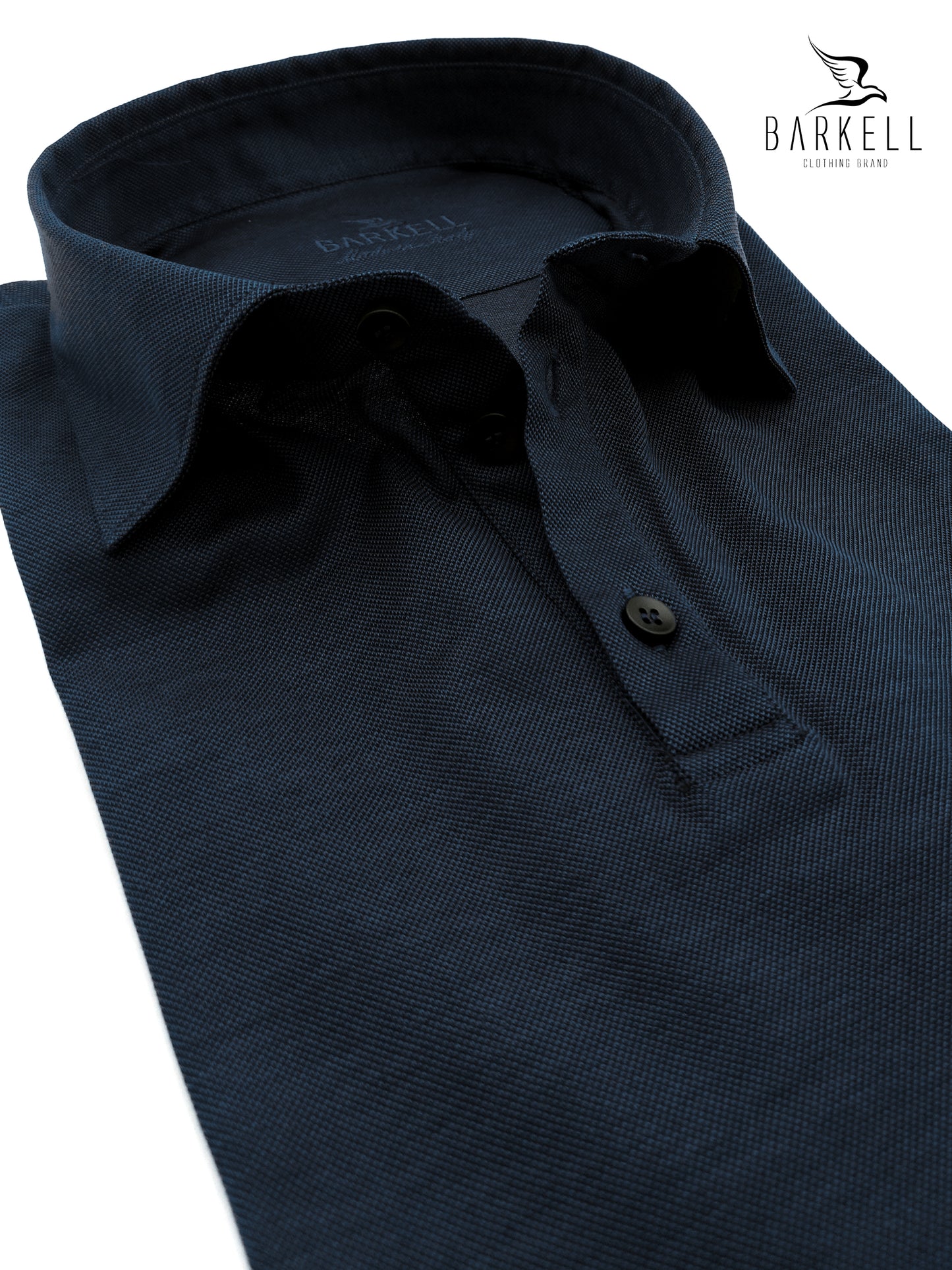 Polo con Collo Camicia in Filo di Scozia Piquet Color Blu