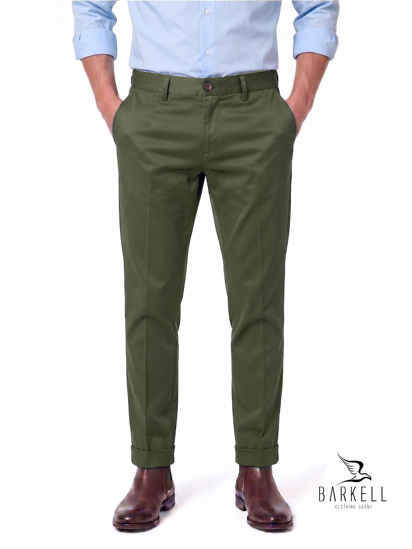 Pantalón Modelo Chinos Beige en Gabardina de Algodón