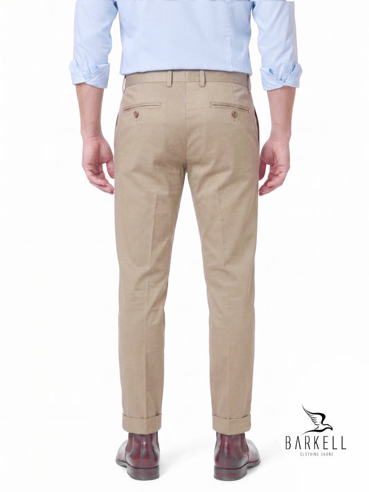 Pantalone Beige Modello Chinos in Cotone Raso