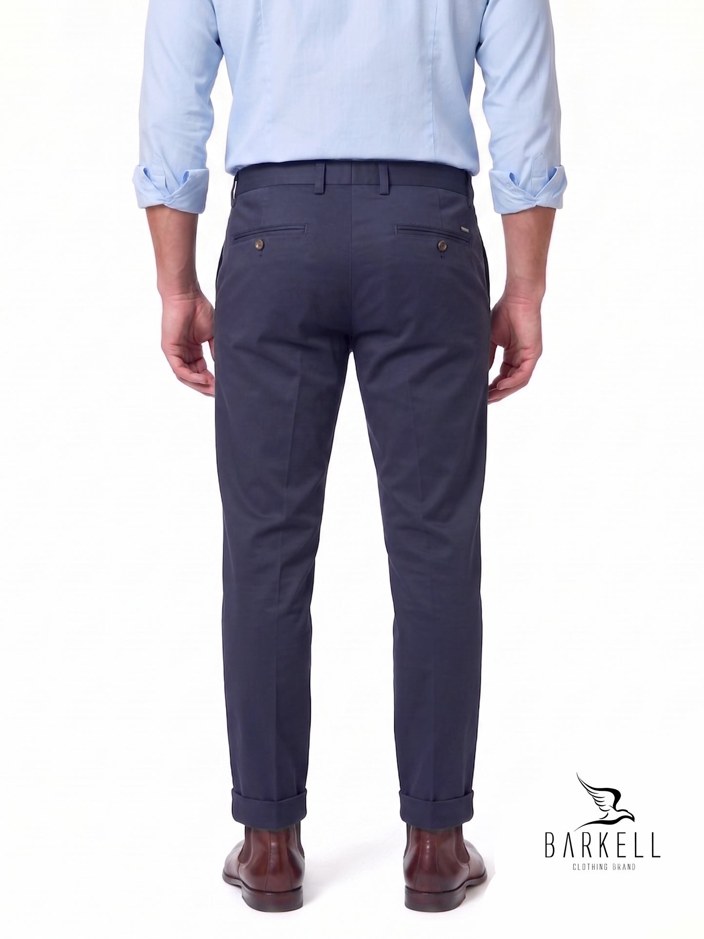 Pantalón Modelo Chinos Azul Índigo en Algodón Raso