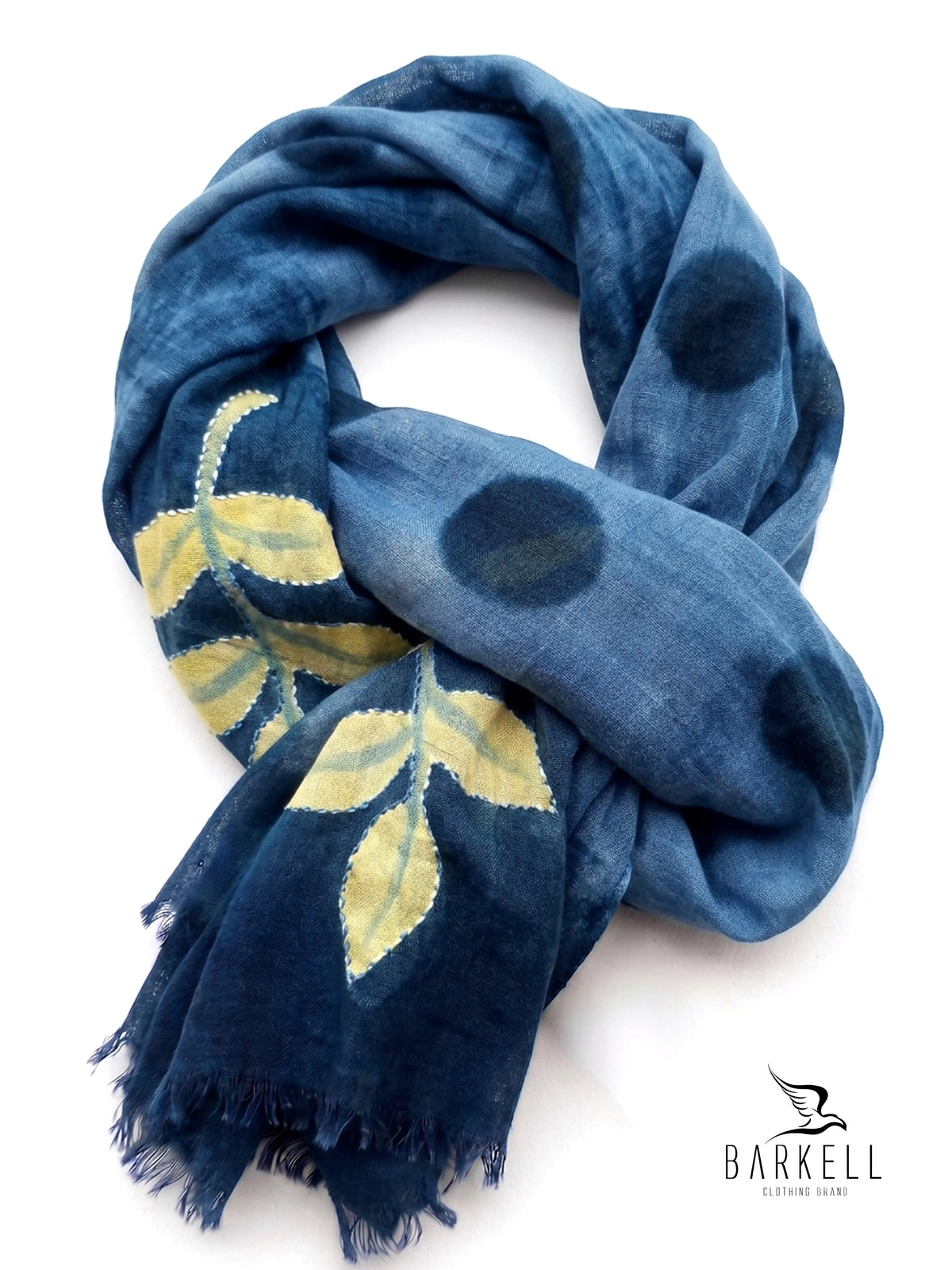 Scarf in High Quality Pure Wool with Embroidered Floral Pattern on Cream Background