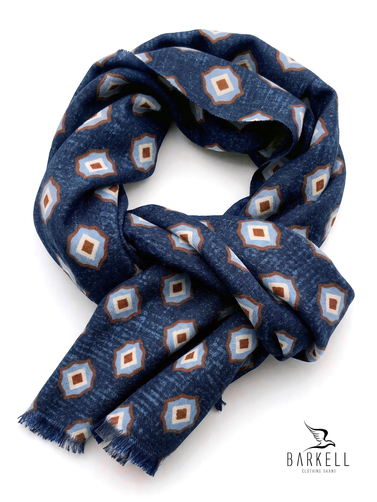 Bufanda de poliviscosa efecto lana con estampado de pata de gallo en jacquard sobre fondo verde