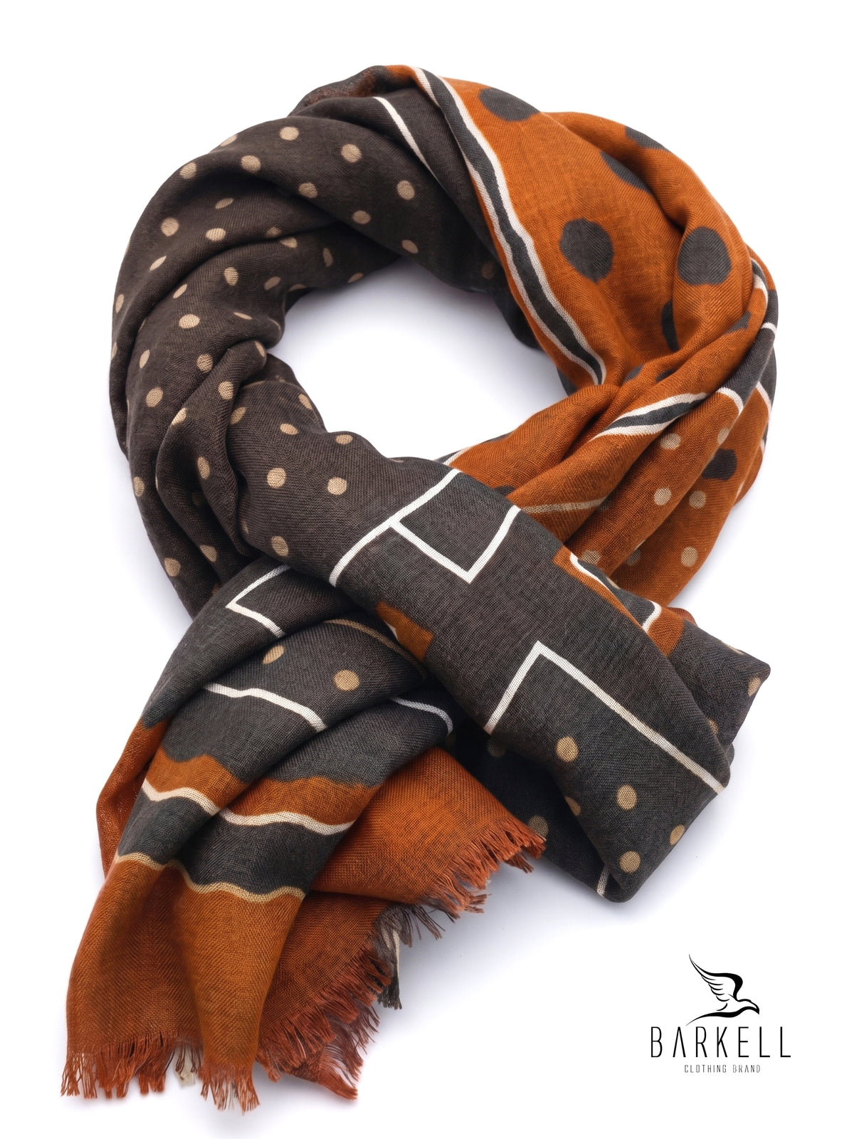 Scarf in High Quality Pure Wool with Multicolored Polka Dot Pattern on Tile Bottom