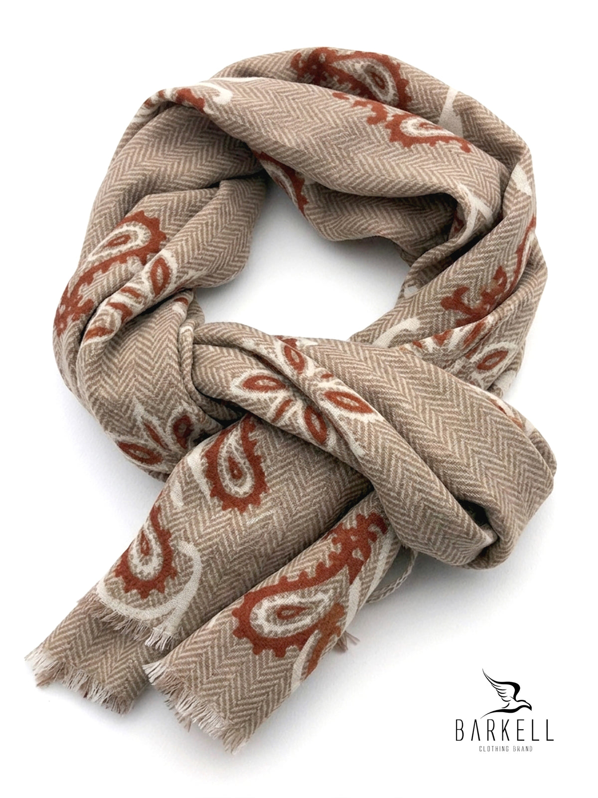 Wool-effect polyviscose scarf with Jacquard houndstooth pattern on a green background