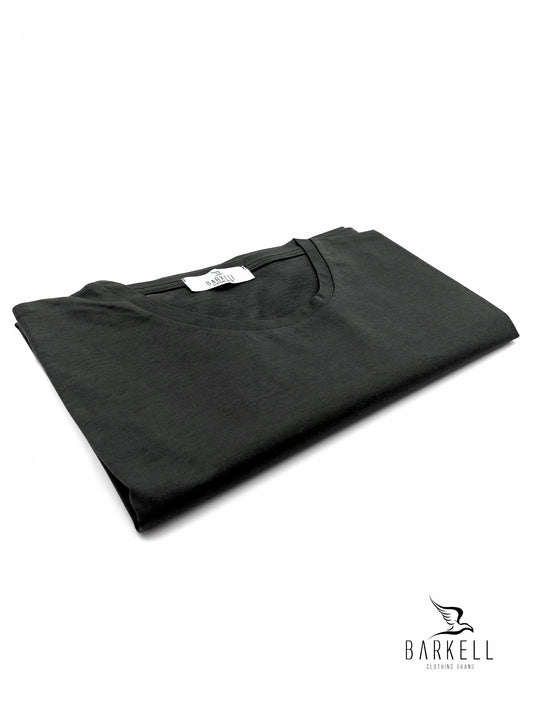 T-Shirt Girocollo in Filo di Scozia Extrafine Color Piombo