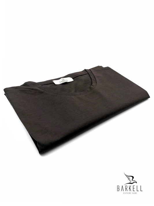 T-Shirt Girocollo in Filo di Scozia Extrafine Color Moro