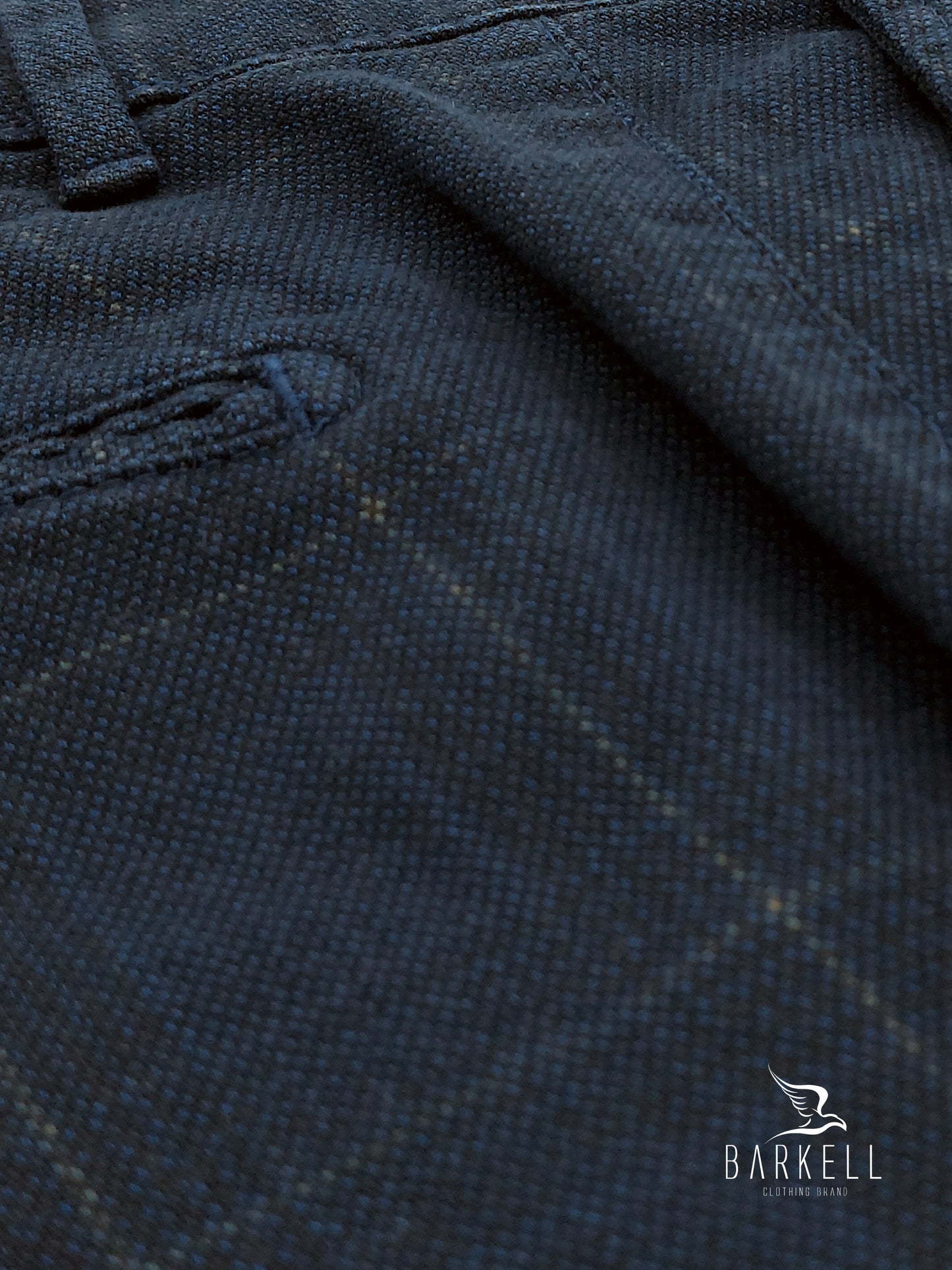 Pantalone Blu Indaco Modello Chinos in Cotone Principe Di Galles