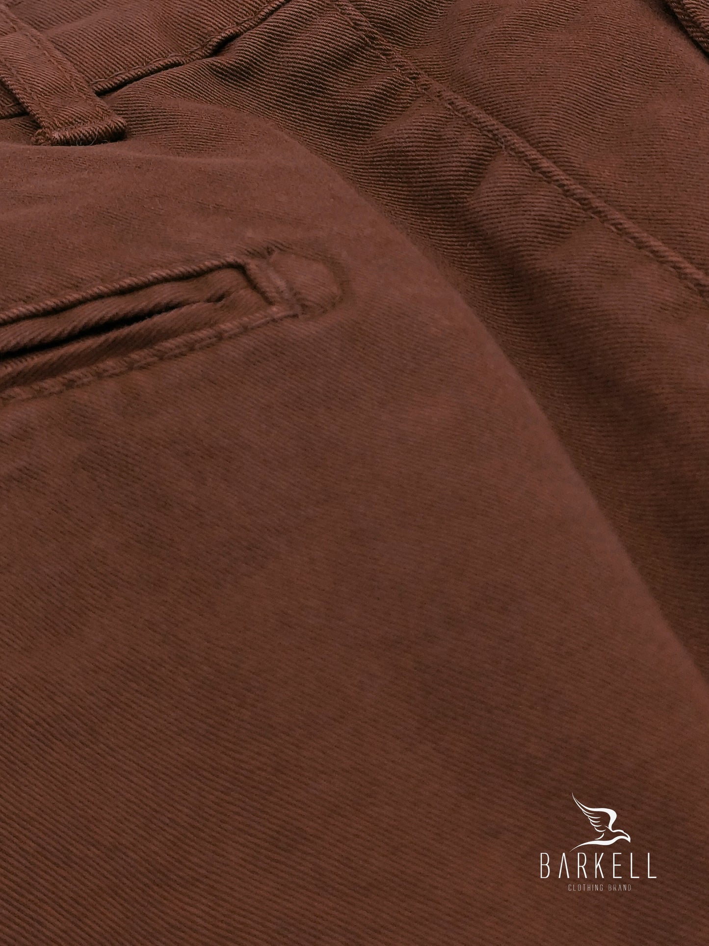 Pantalone Marrone Bruciato Modello Chinos in Cotone Gabardina