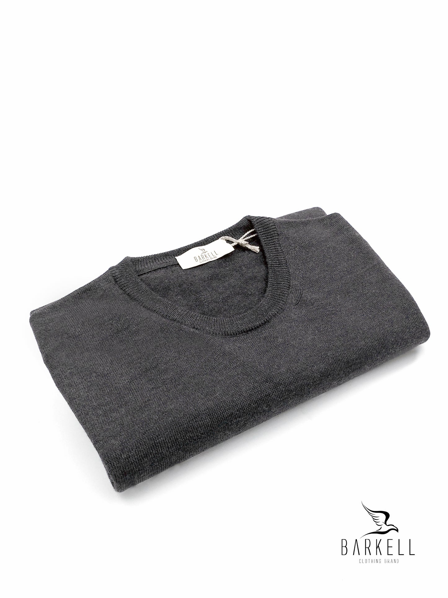 Jersey de cuello redondo de pura lana merino extrafina en azul