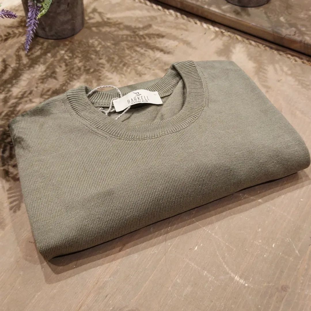 Maglia Girocollo in Puro Cotone Rasato Color Salvia