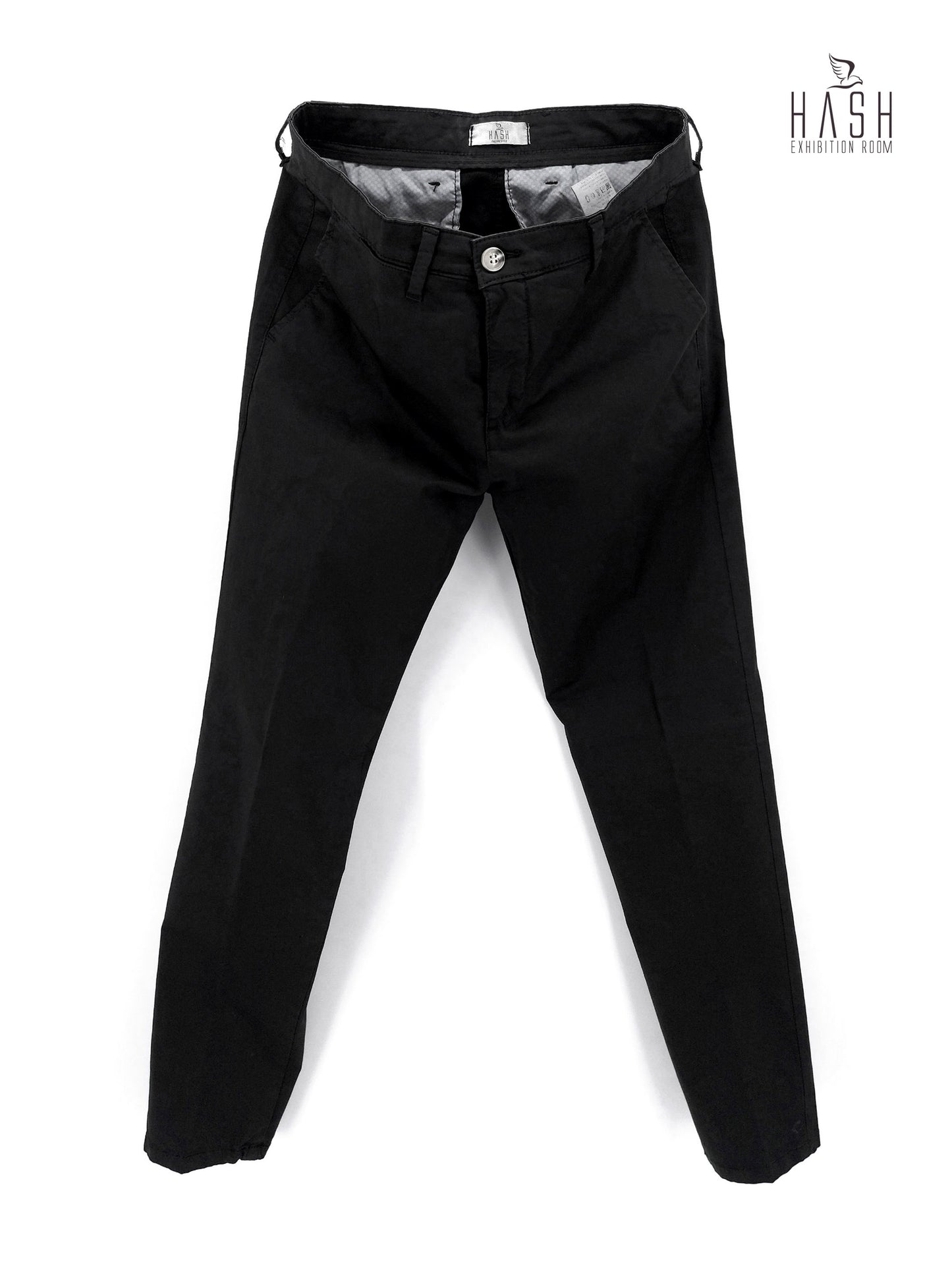 Pantalone Nero Modello Chinos in Cotone Raso