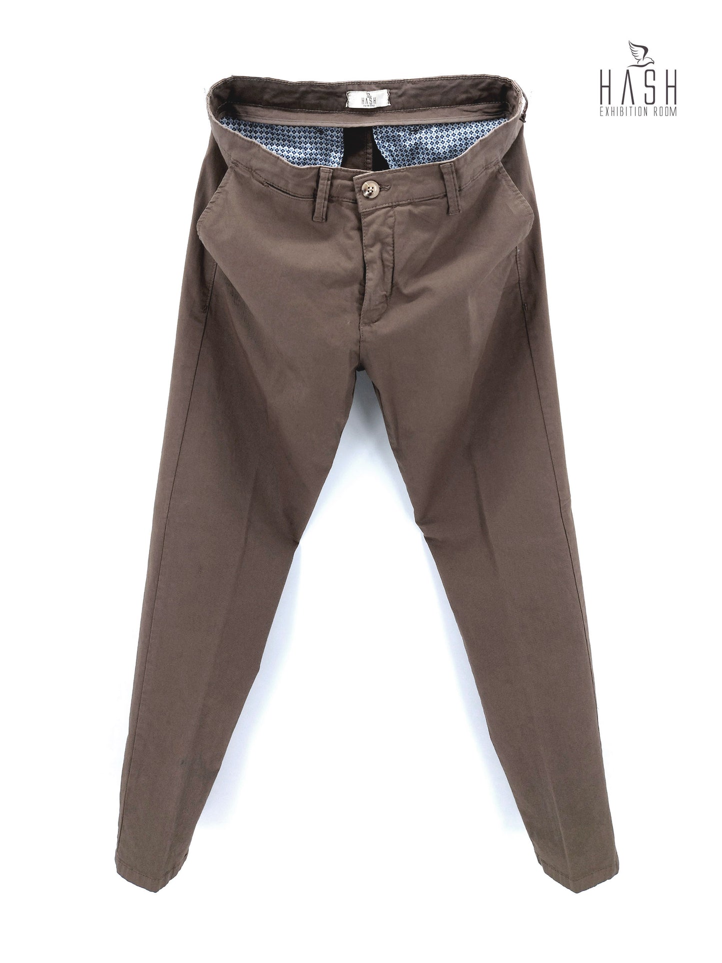Pantalone Nocciola Modello Chinos in Cotone Gabardina