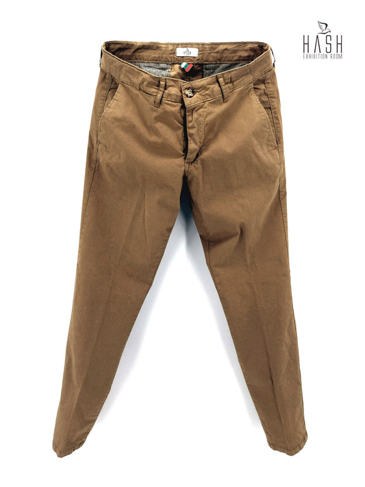 Pantalone Cammello Modello Chinos in Cotone Gabardina